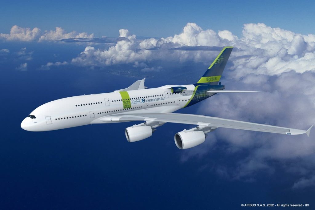 Airbus planeja testar um motor de hidrogênio em seu voo jumbo A380 em meados da década