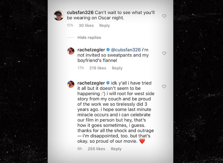 Comentários do Instagram de Rachel Ziegler