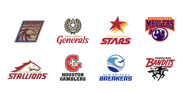As oito equipes que competirão em 2022 na USFL.