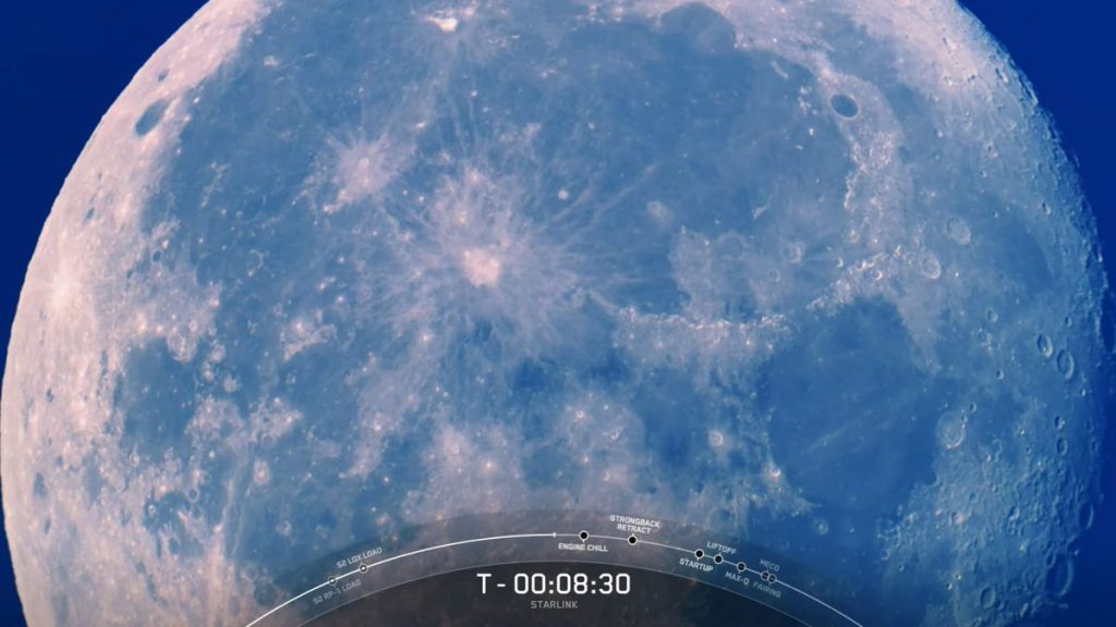 Fotos do lançamento do satélite SpaceX Moon e Sunrise Starlink