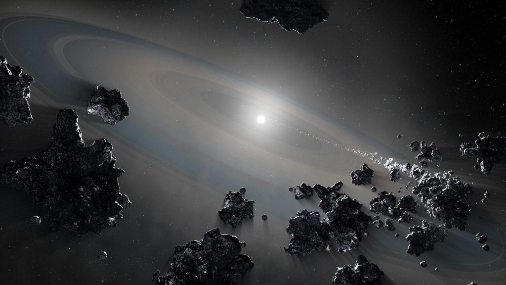 Uma estrela morta apanhada destruindo violentamente o sistema planetário