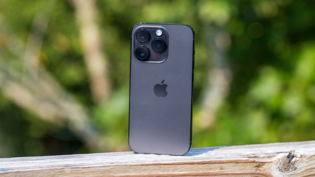 iPhone 14 Pro in Space Black on ledge