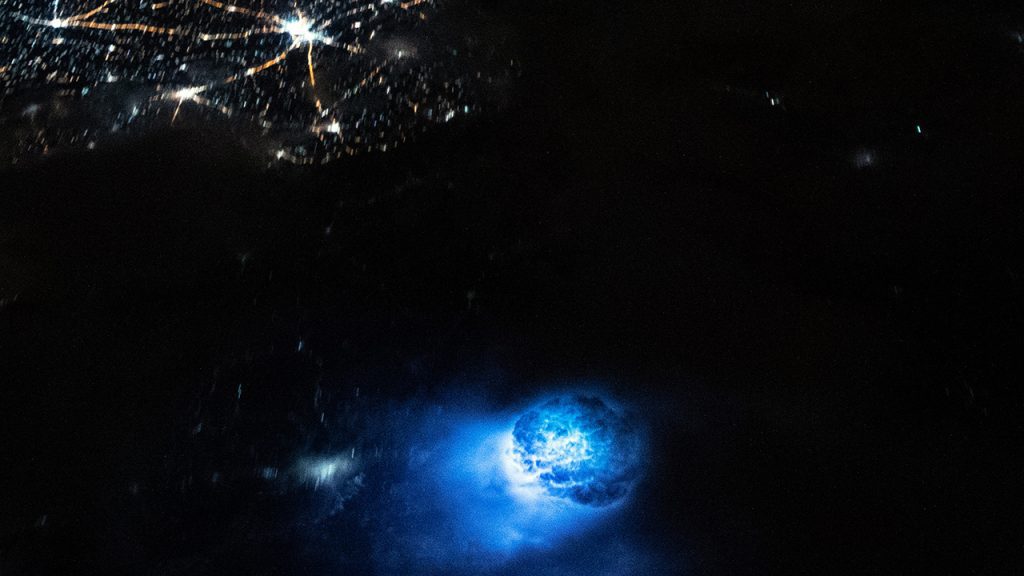 Um astronauta na Estação Espacial Internacional tira uma foto de esferas azuis deslumbrantes flutuando acima da Terra