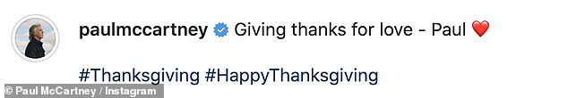 Celebrações: Paul escreveu: `Obrigado pelo amor - Paul ¿¿#Thanksgiving #HappyThanksgiving 